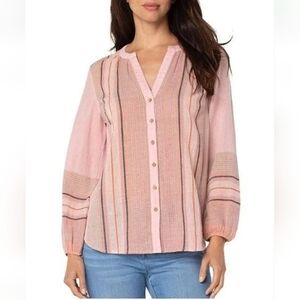 Liverpool Los Angeles button front shirred blouse size XS